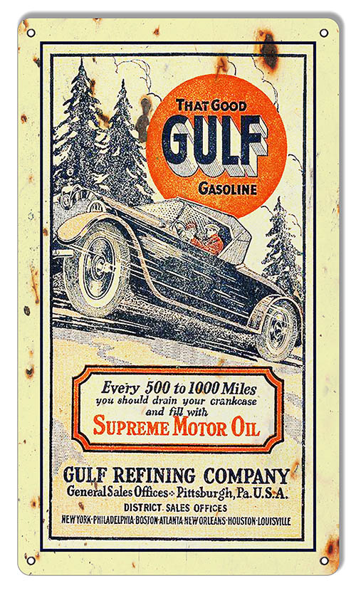 Gulf Gasoline Motor Oil 8×14