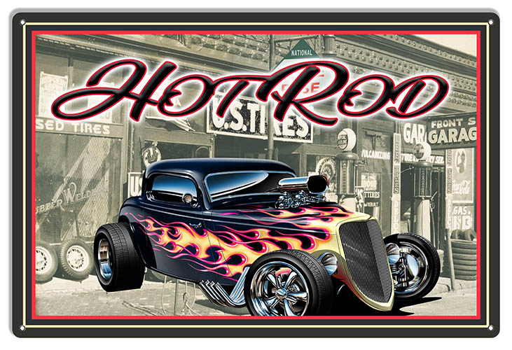 Hot Rod Classic Car 12×18