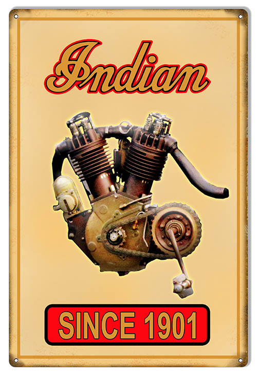 Indian Motorcycle Motor Vintage Style Metal Sign 12 x 18