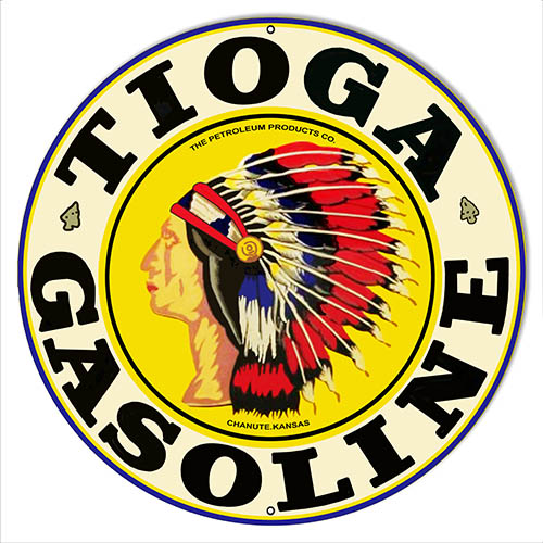 Tioga Gasoline Motor Oil Vintage Style Metal Sign 18 x 18
