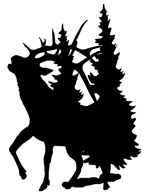 Deer In Trees Black Silhouette 17.2×24