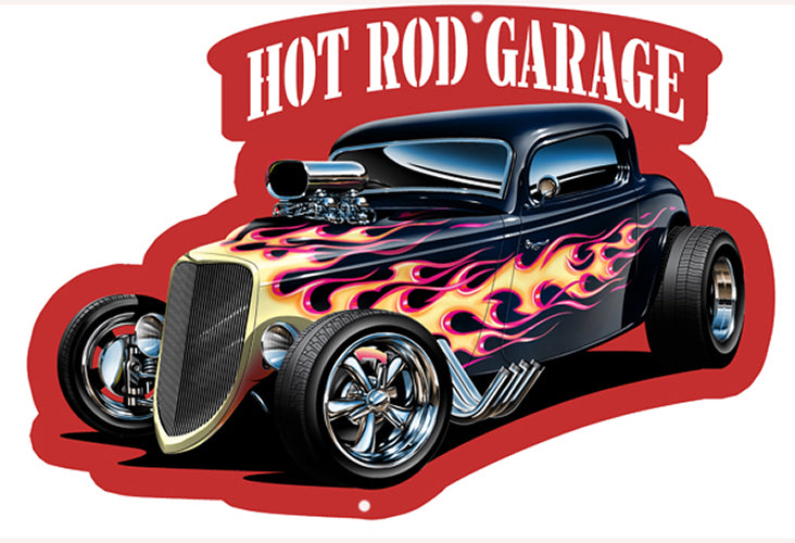 Hot Rod Garage Flaming 14x20.5