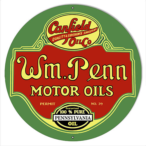 W.M Penn Gasoline Motor Oil Vintage Style Metal Sign 30 x 30