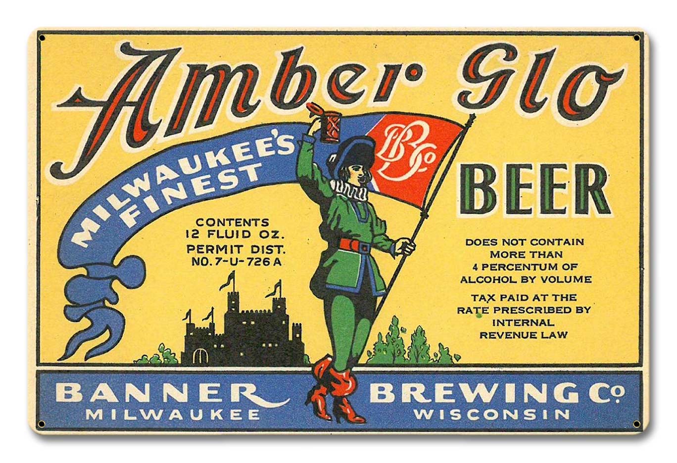 AMBER GLO BEER 18 x 12