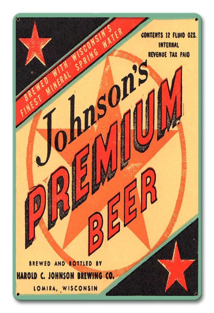 JOHNSON PREMIUM BEER 12 x 18