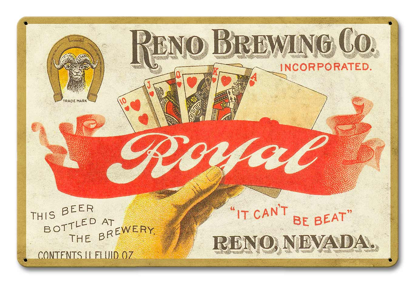 RENO BREWING CO ROYAL BEER 18 x 12