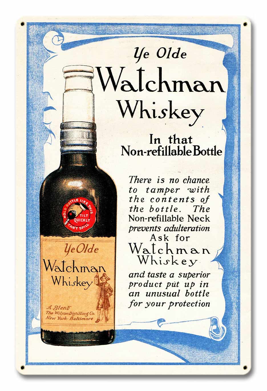 WATCHMAN WHISKEY 12 x 18