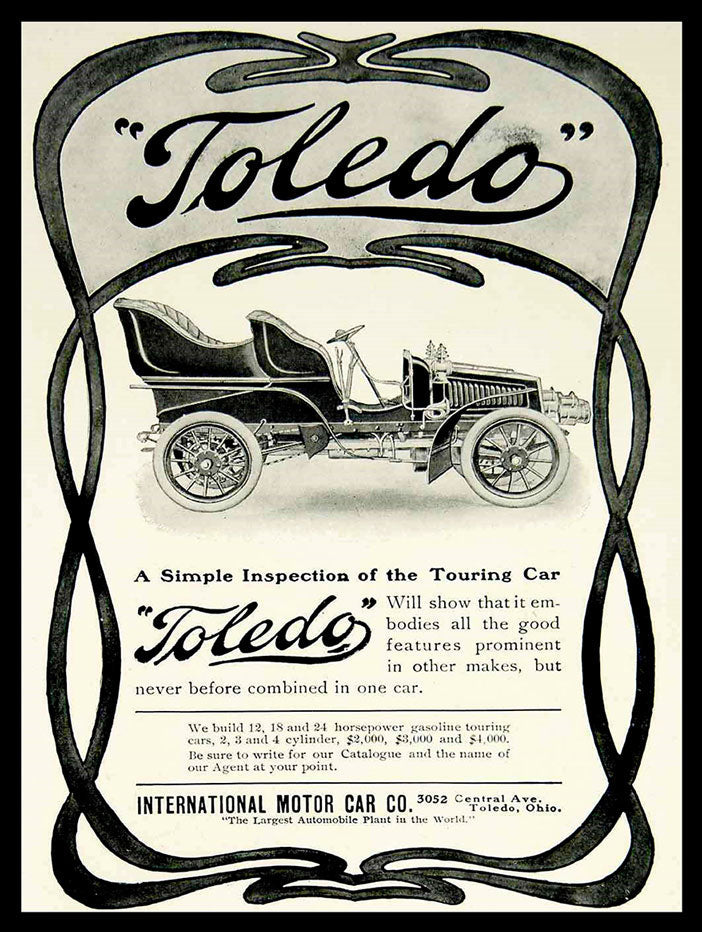 1903 TOLEDO MOTOR CAR 12 x 16