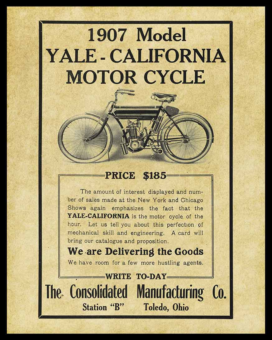 YALE CALIFORNIA MOTORCYLCE 24 x 30