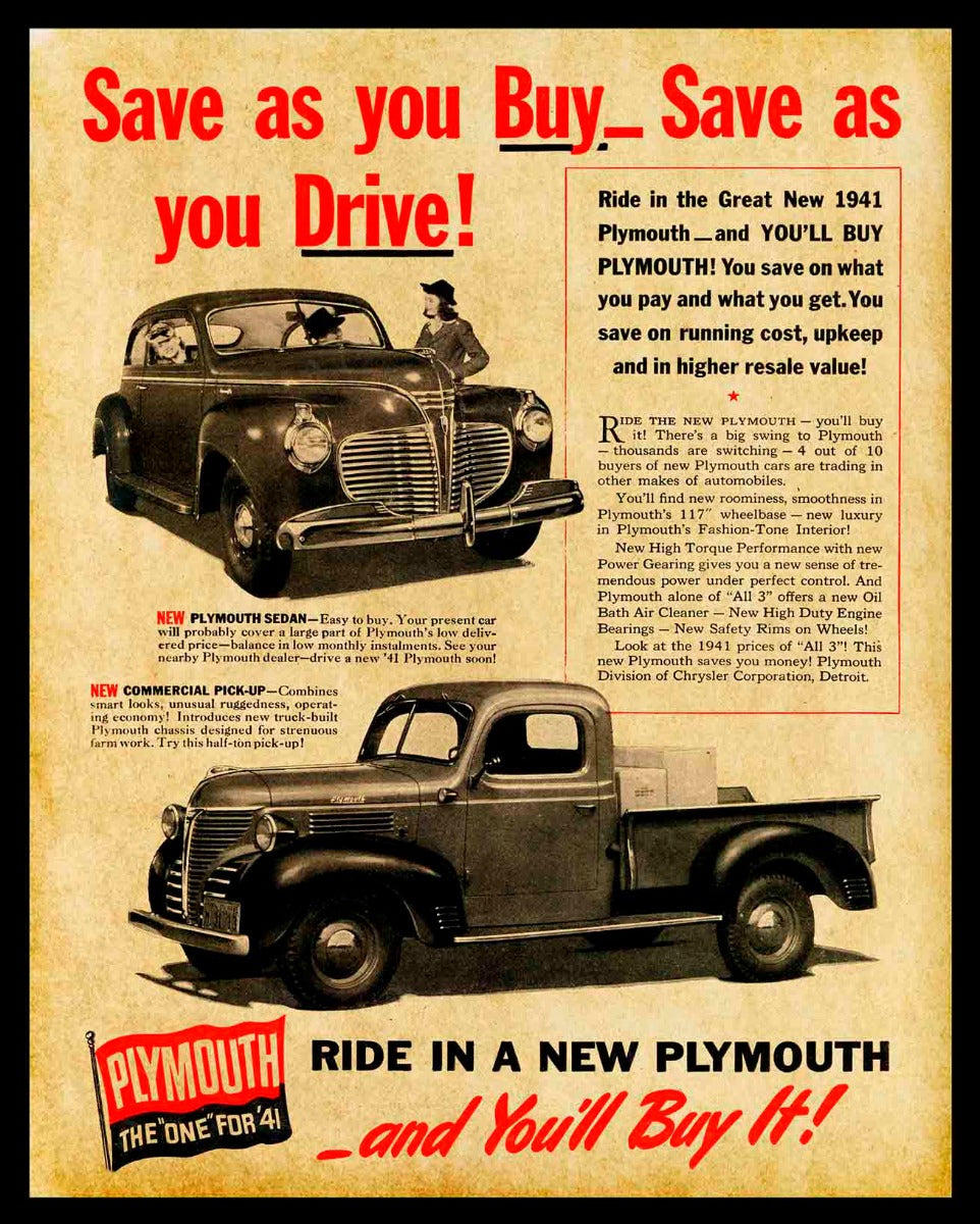 1941 PLYMOUTH TRUCK 24 x 30