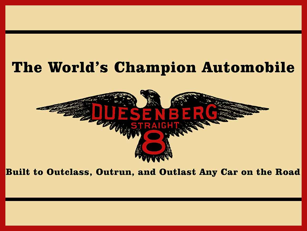 DUESENBERG STRAIGHT 8 RED 16 x 12