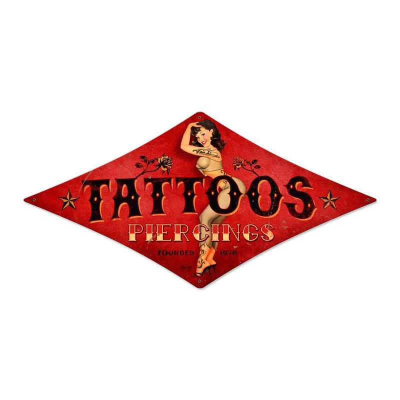 Tattoos Vintage Style Metal Sign 12 x 24