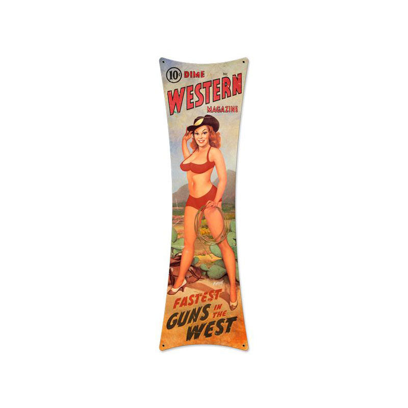 Western Magazine Vintage Style Metal Sign 27 x 8