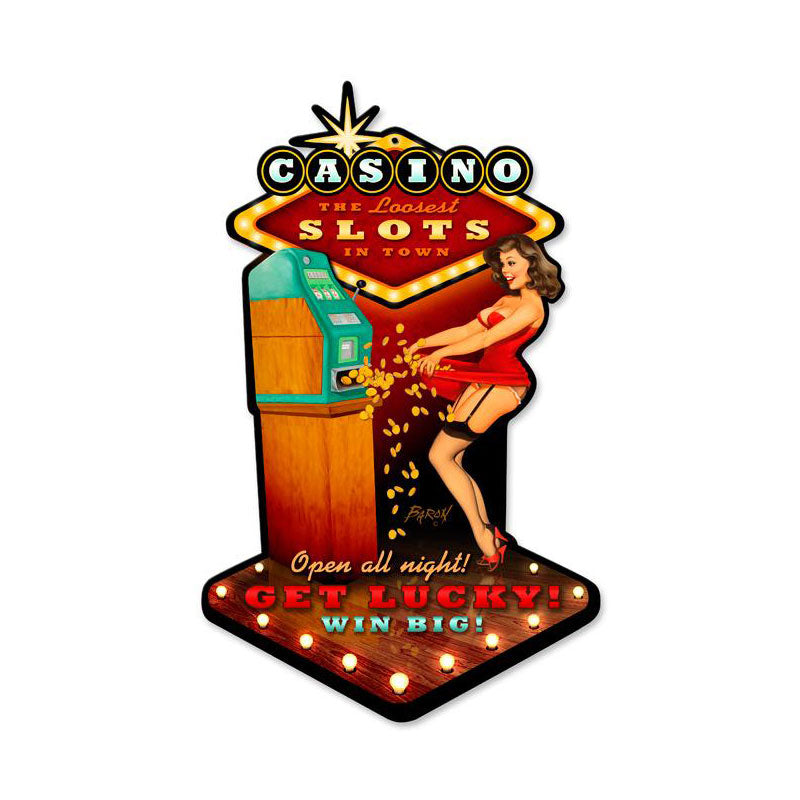 Casino Pinup Vintage Style Metal Sign 10 x 17