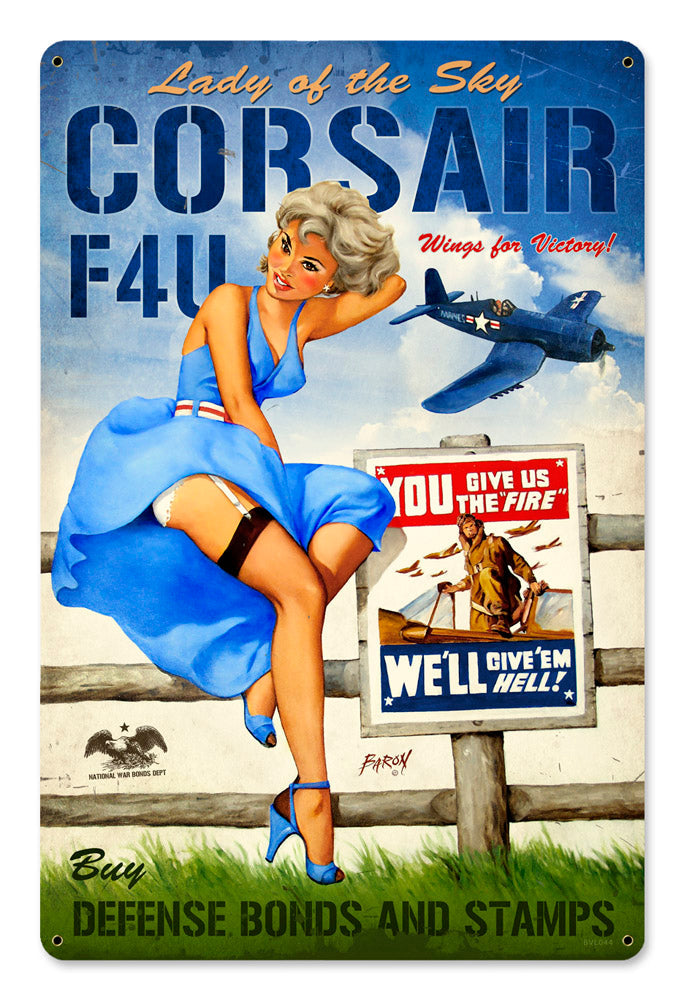 Corsair F4 Vintage Style Metal Sign 12 X 18