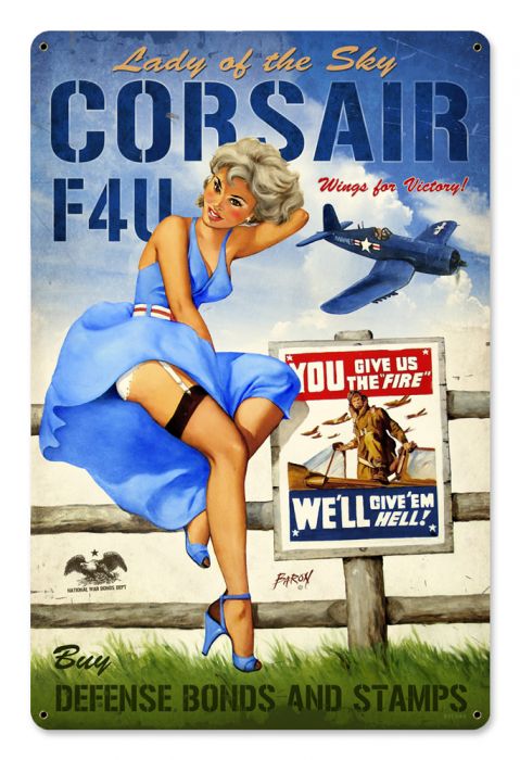 Corsair F4 Vintage Style Metal Sign 24 x 36