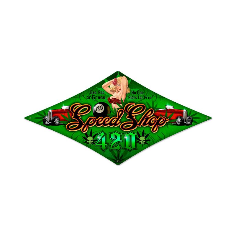 420 Speed Shop Vintage Style Metal Sign 14 x 24