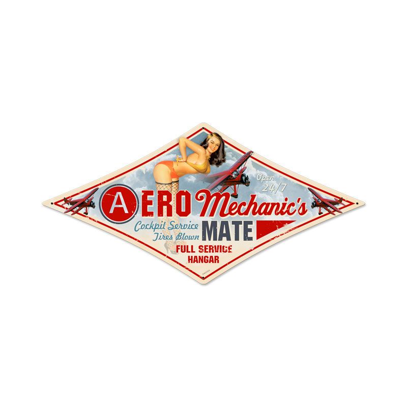 Aero Mechanic Vintage Style Metal Sign 14 x 24