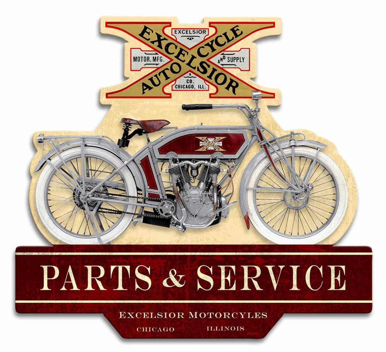 Double Sided Excelsior Motorcycle 17 x 16