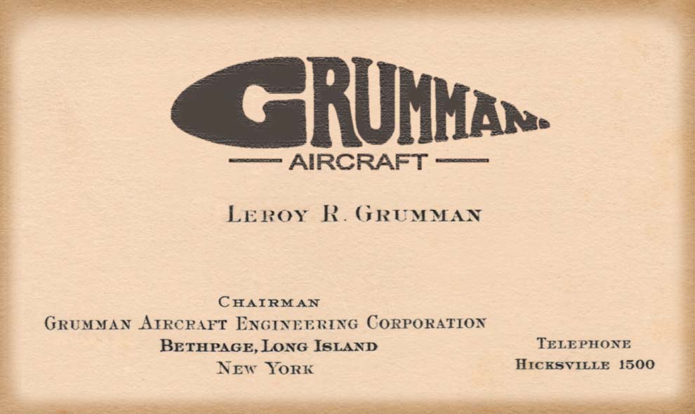 Leroy Grumman Business Card 14 X 8