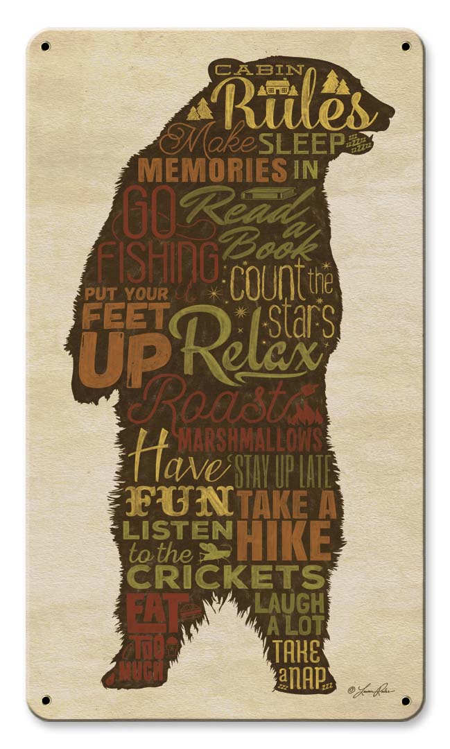 Cabin Rules Bear 8 x 14