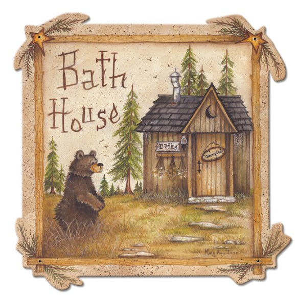 Bath House Bear 13 x 13