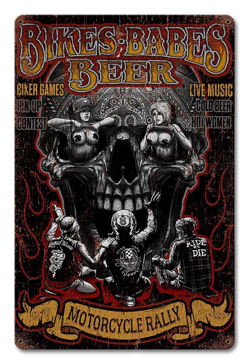 Bikes Beers Babes 12 x 18