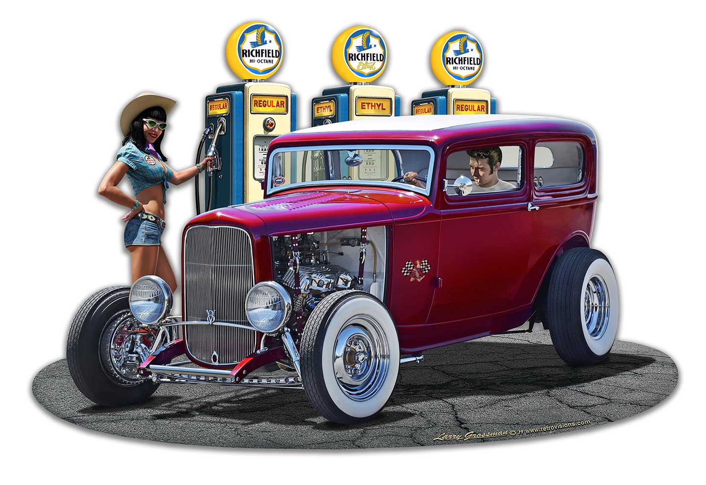 1932 Rod Sedan Fill-Up Wd 18 x 12