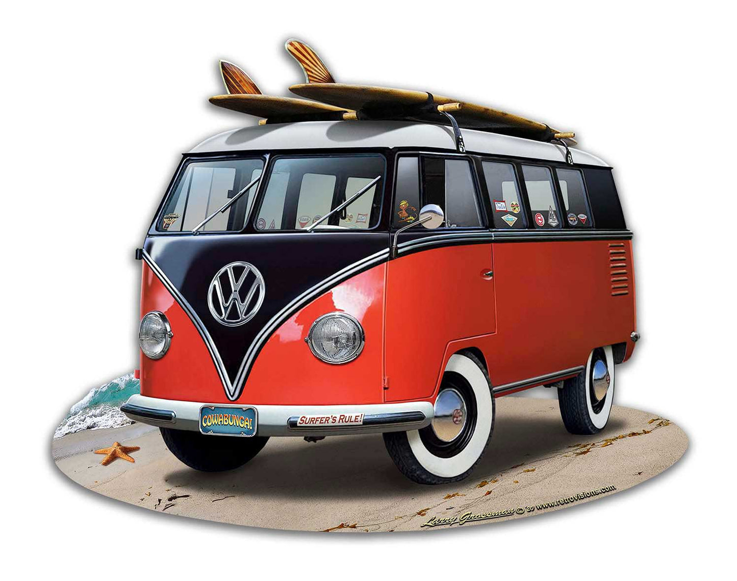 Vw Bus Red 18 x 14