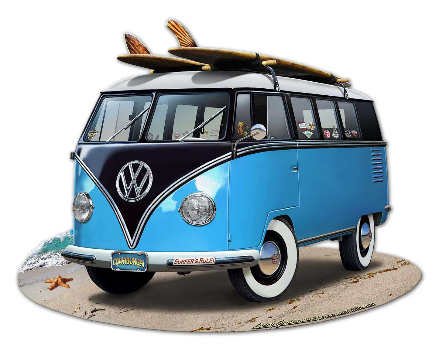 Vw Bus Blue 28 x 22