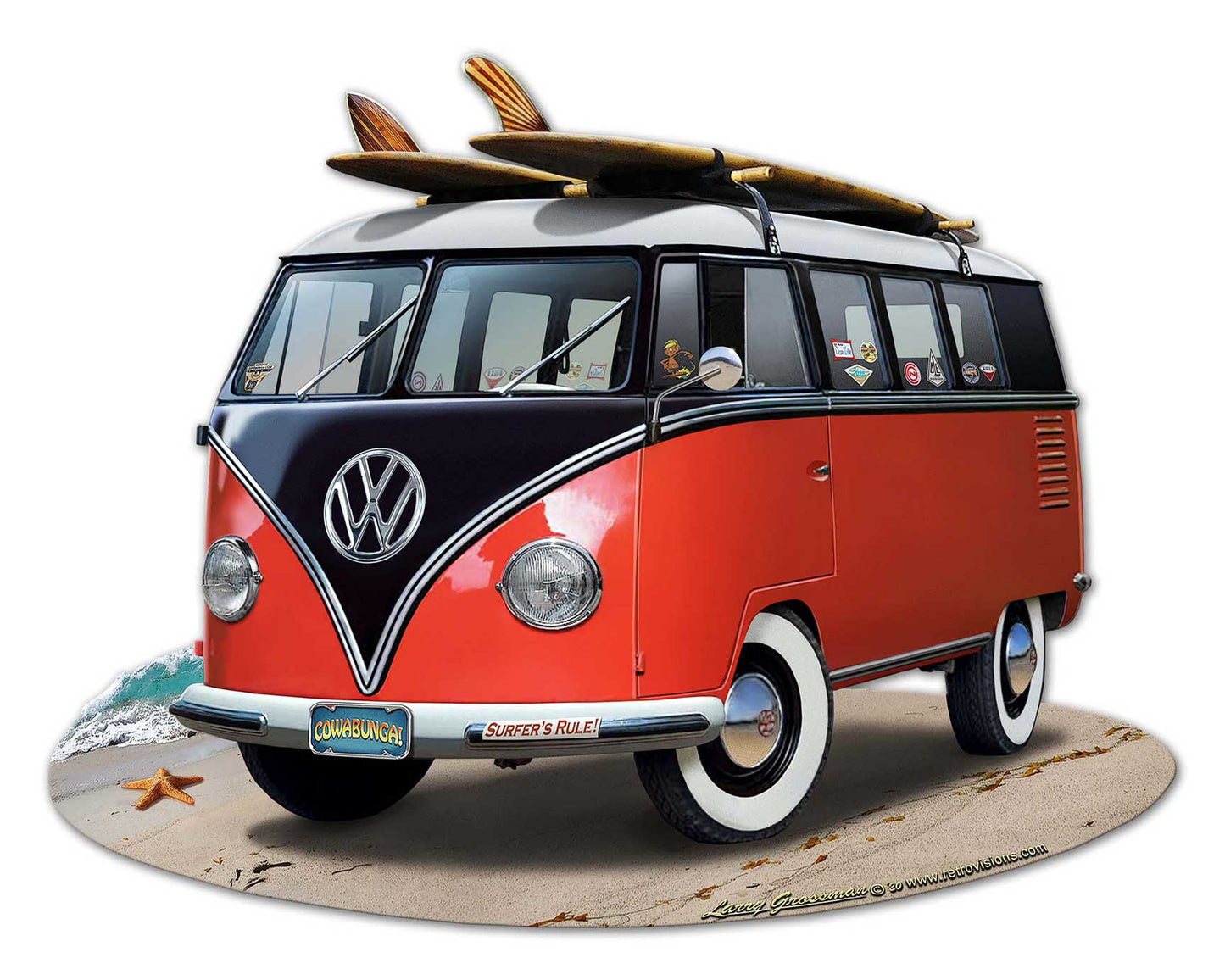 Vw Bus Red 28 x 22