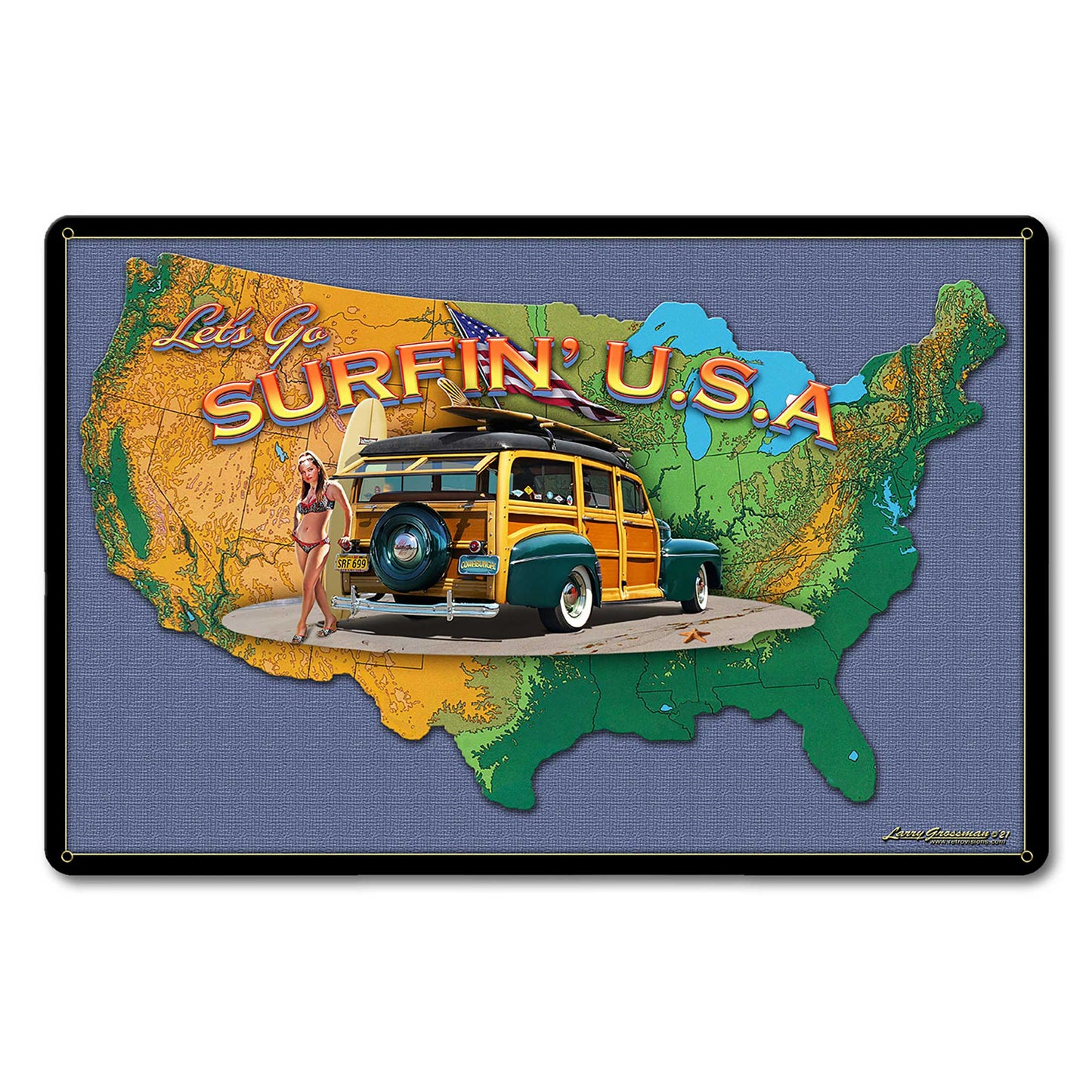 Surfin Usa Map 18 x 12