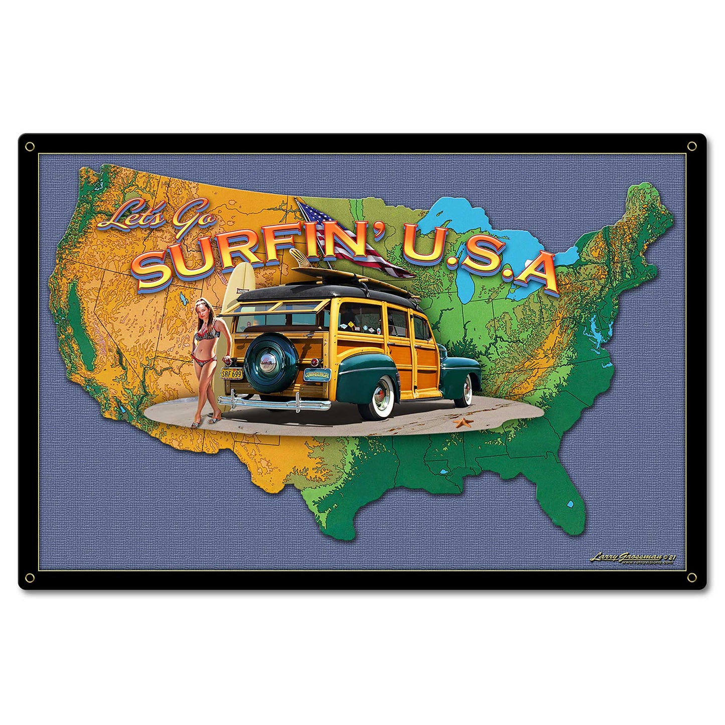 Surfin Usa Map 24 x 16