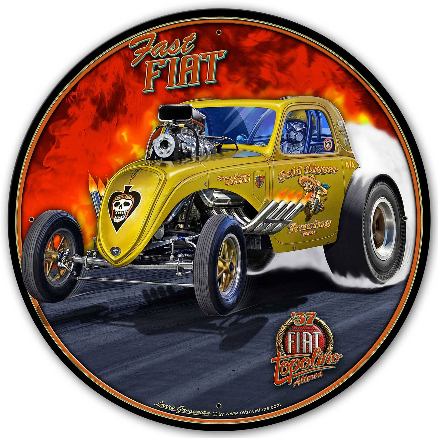 1937 Fiat Drag Car Yellow 28 x 28