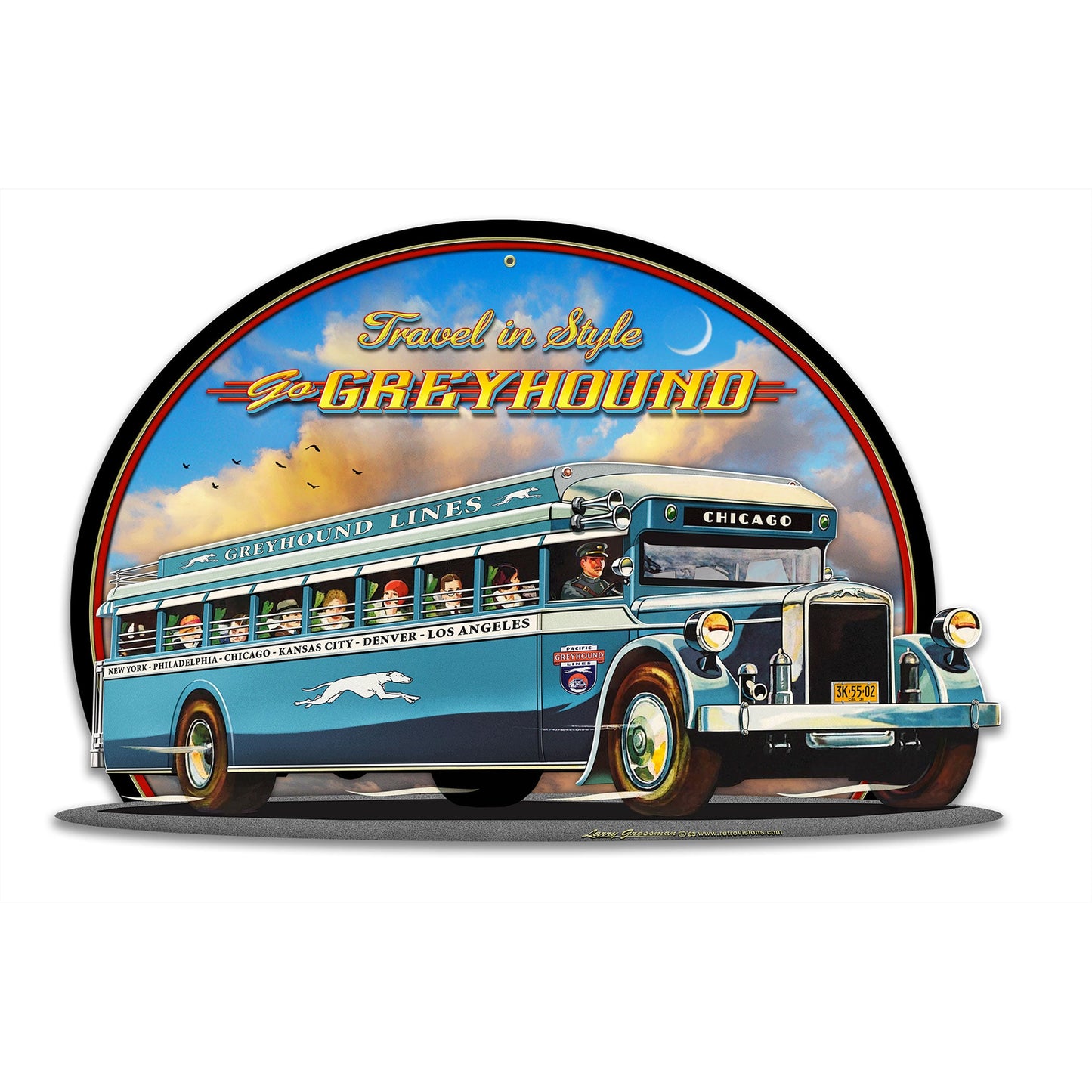 1930'S Greyhound Bus With Sky 16 x 11