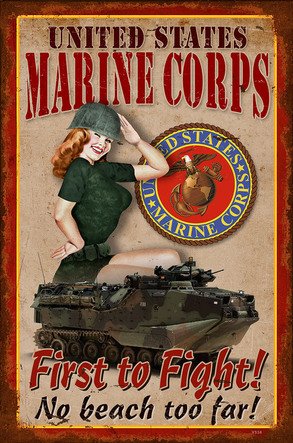 Usmc Pin Up 12 X 18
