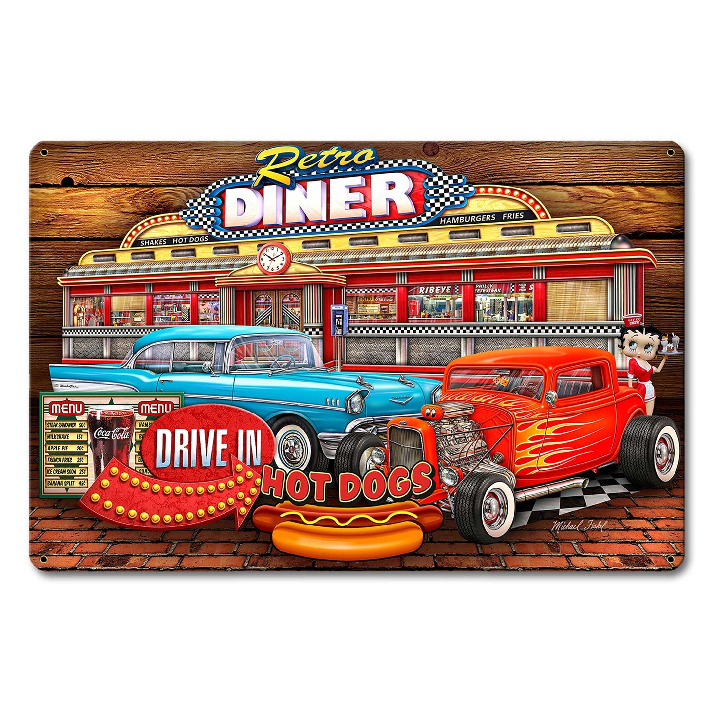 Diner Woodgrain 18 x 12