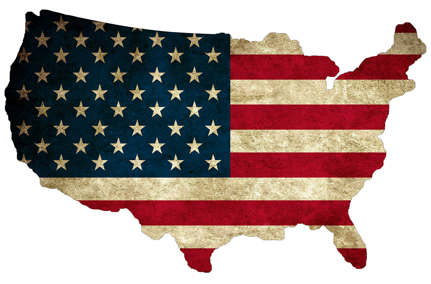 Usa Flag Map Shape 19 x 13