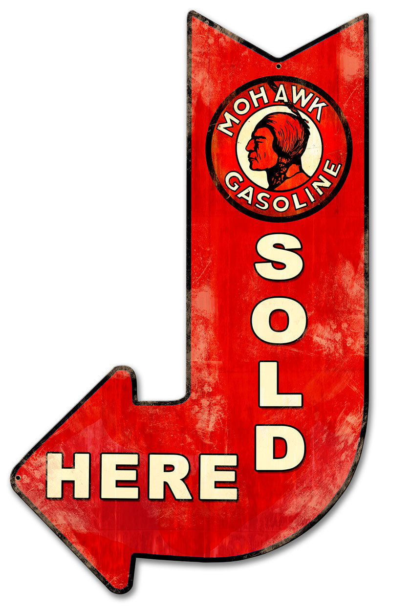 Mohawk Gasoline Sold Here Arrow 15 x 24