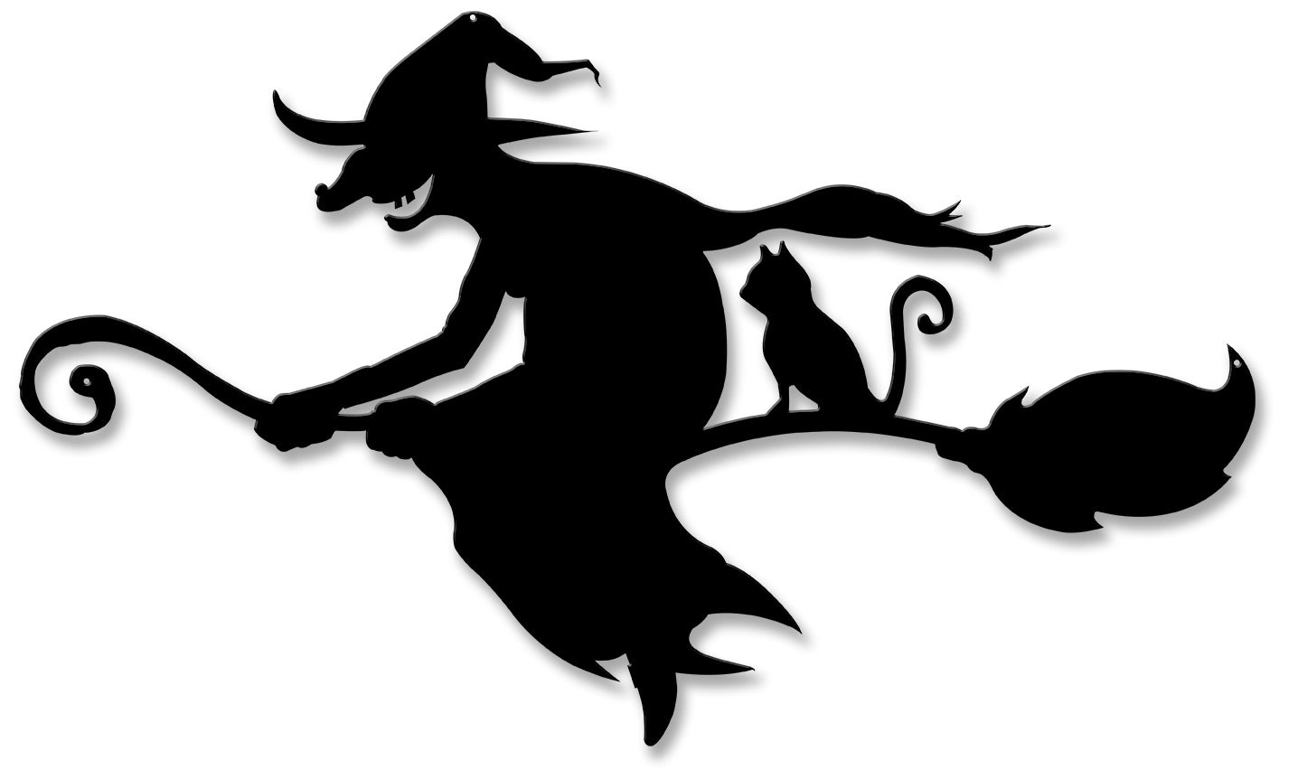 Witch And Cat Broom Silhouette 19 x 11