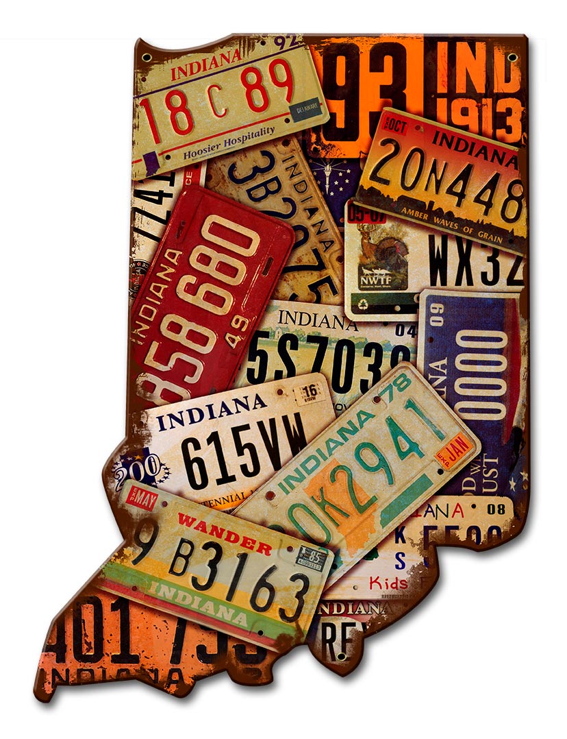 Indiana License Plates 10 x 13