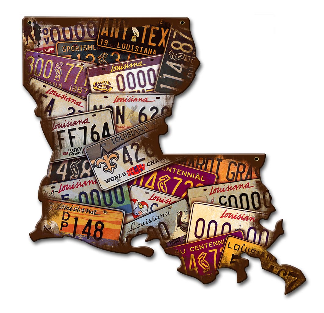 Louisiana License Plates 13 x 13