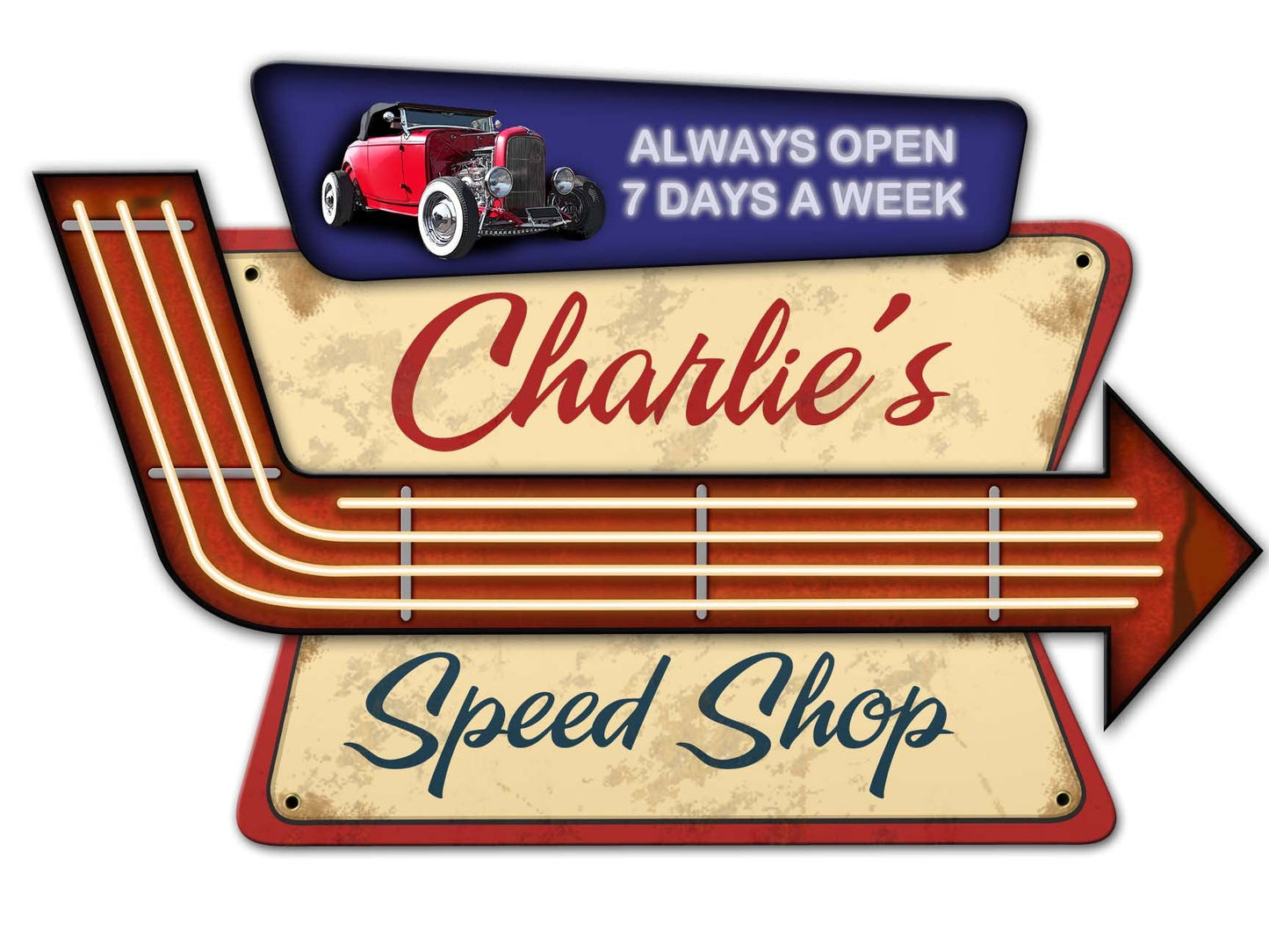 Speed Shop 3 D Personalized 23 x 15