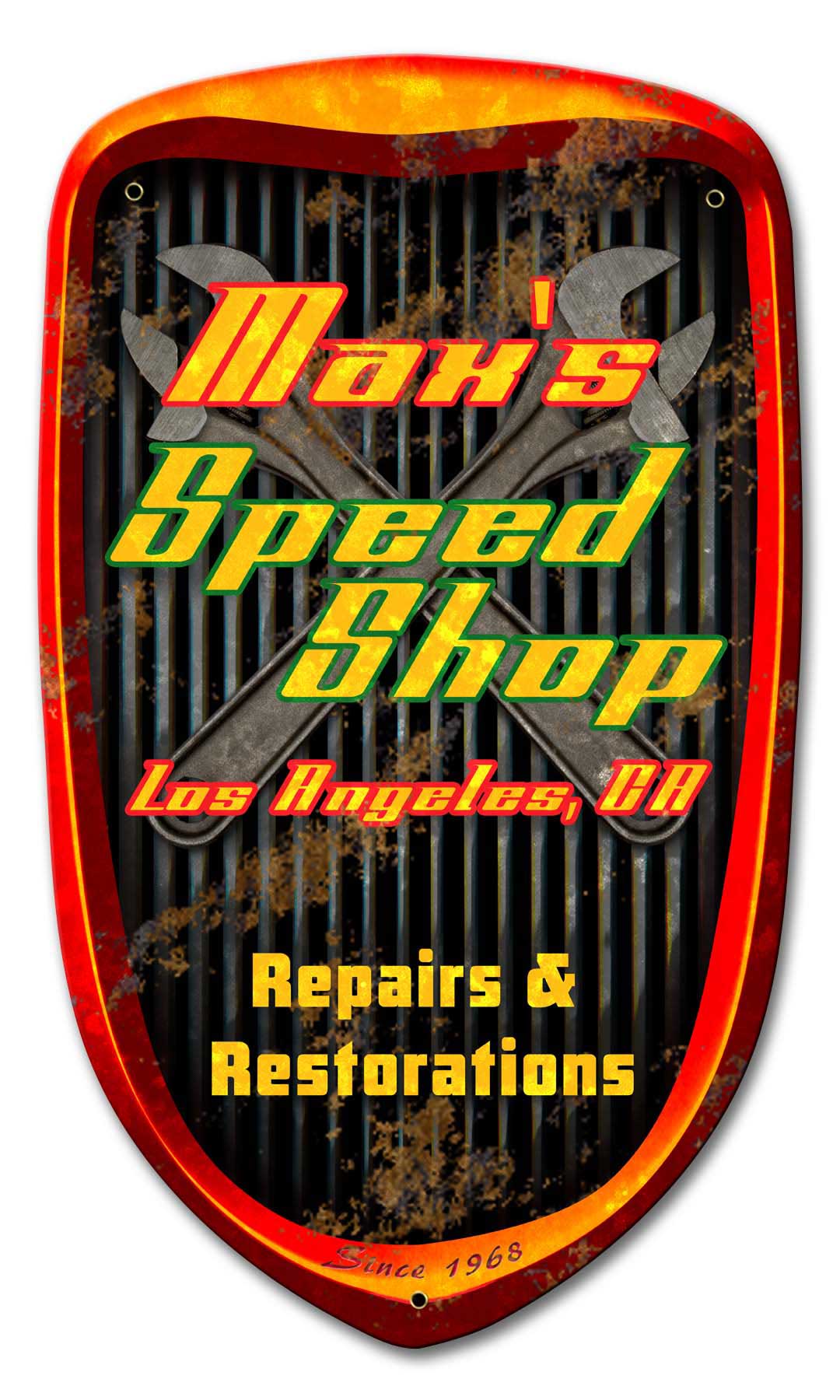 Speed Shop Grill Personalized 14 x 24