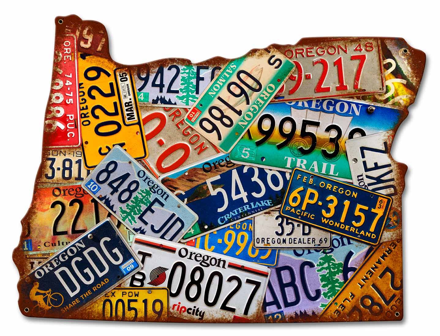 Oregon License Plates 19 x 14