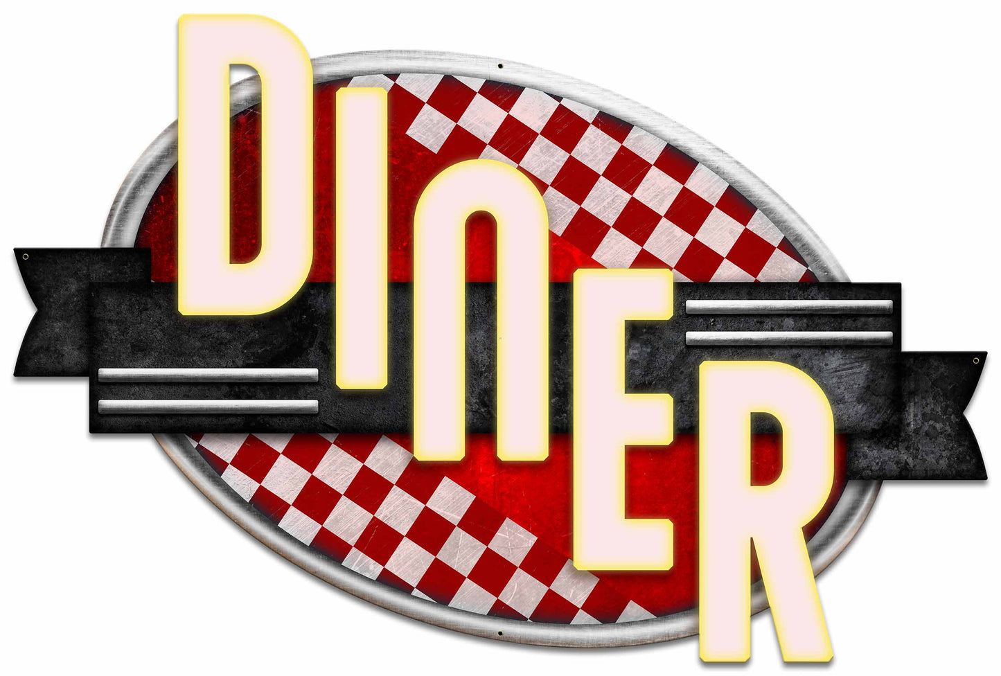 Diner Red Checkers 36 x 24