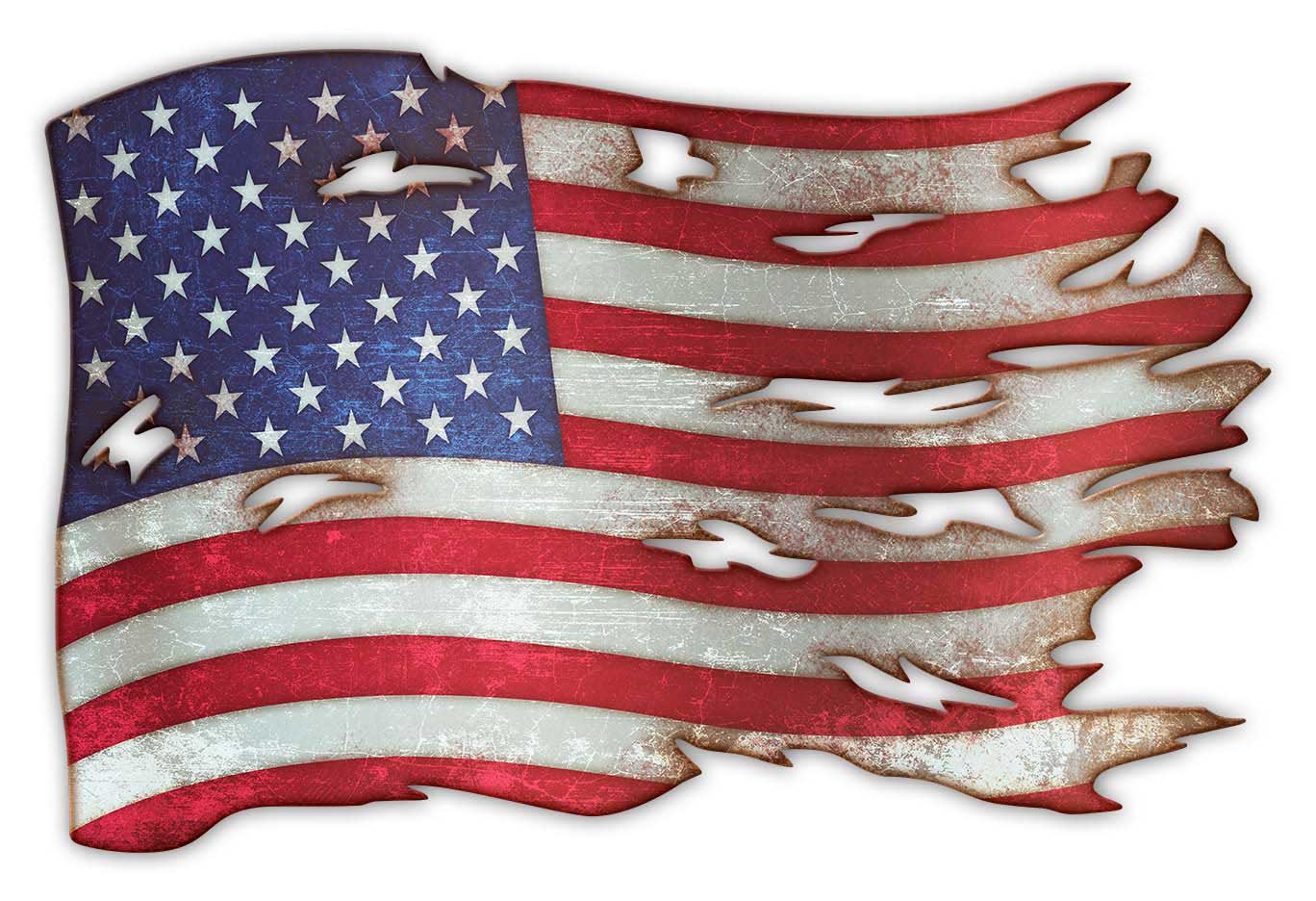Tattered American Flag 18 x 12