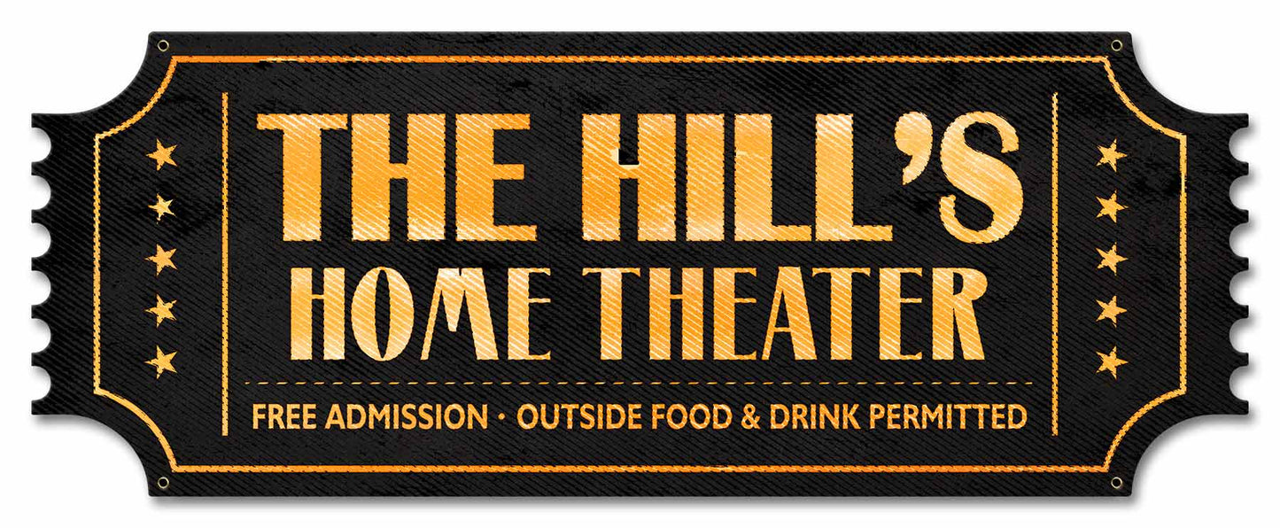 Home Theater Ticket Personalized 24 x 9