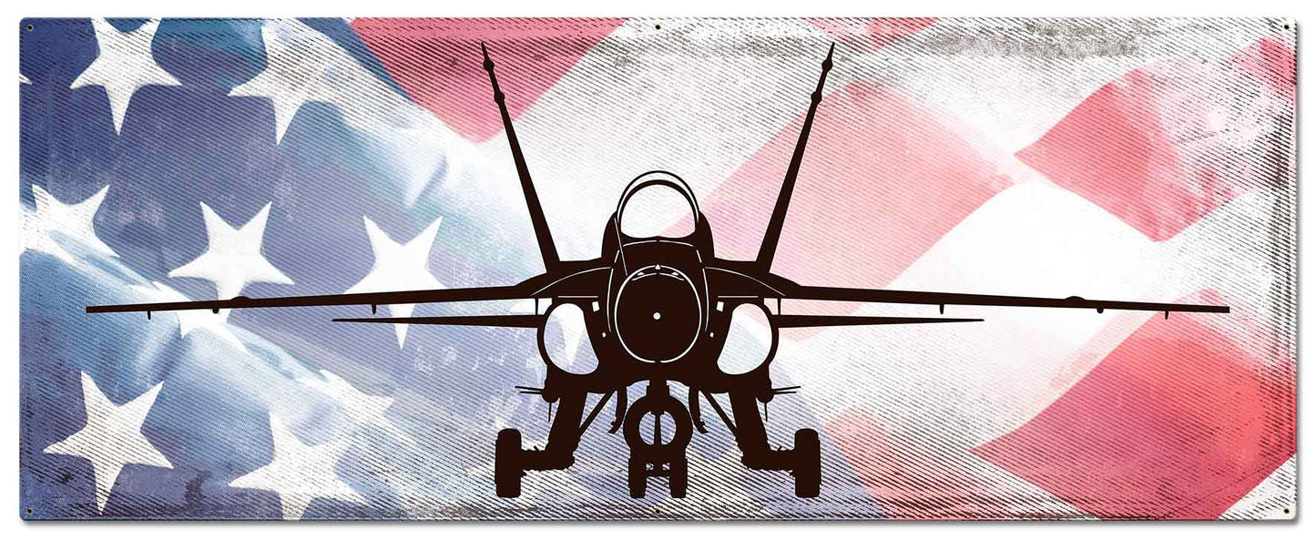 Fa18 Hornet American Flag 48 x 19