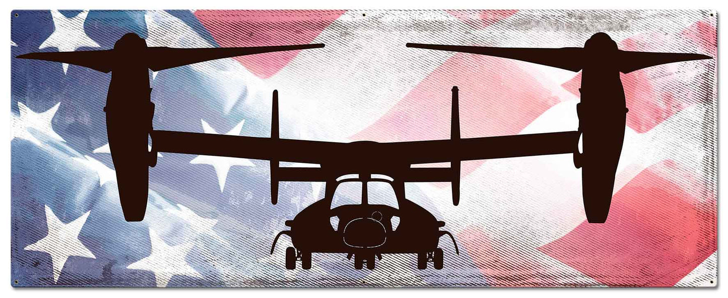 V22 Osprey American Flag 48 x 19